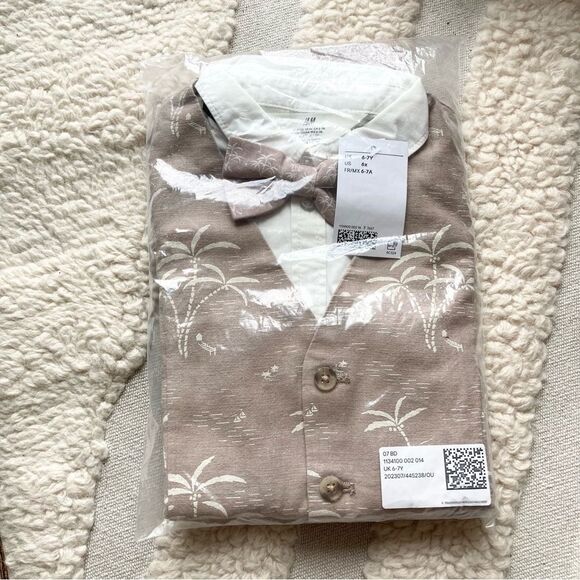 NWT H&M 4-piece Dressy Set - Beige/Palm trees - Picture 2 of 7